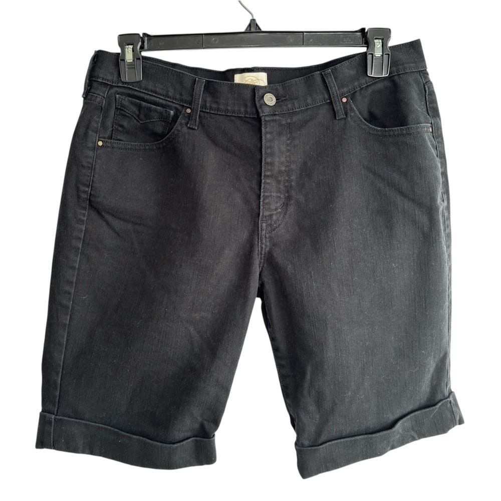 Levi's 515 Bermuda Shorts Womens Size 14 Black Denim Rhinestone Pockets Stretch